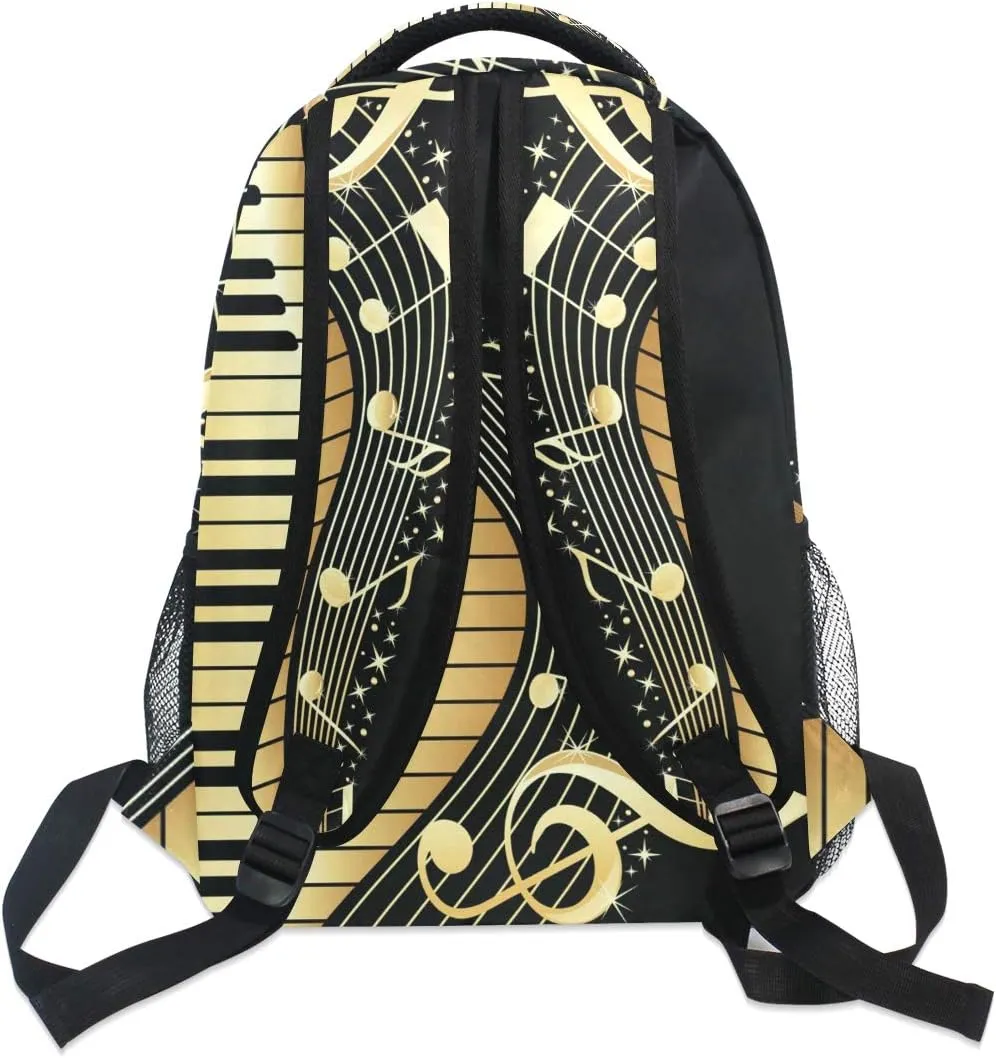 ALAZA Music Notes With Piano Keys Stylish Large Backpack Personalized Laptop iPad Tablet Travel School Bag with Multiple Pockets
