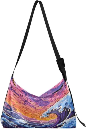 ALAZA Ocean Wave Landscape Starry Sky Butterfly Women's Leather Hobo Handbag Shoulder Bag Crossbody Casual Large Tote Bag Purse