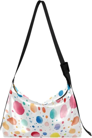 ALAZA Oil Painting Art Polka Dot Women's Leather Hobo Handbag Shoulder Bag Crossbody Casual Large Tote Bag Purse