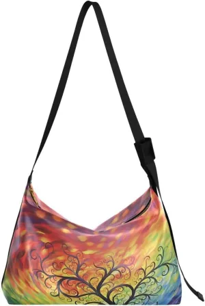 ALAZA Oil Painting Artwork Tree Women's Leather Hobo Handbag Shoulder Bag Crossbody Casual Large Tote Bag Purse