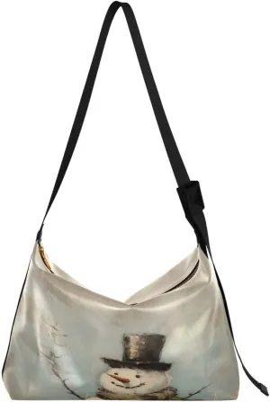 ALAZA Old Snowman Tree Branch Women's Leather Hobo Handbag Shoulder Bag Crossbody Casual Large Tote Bag Purse