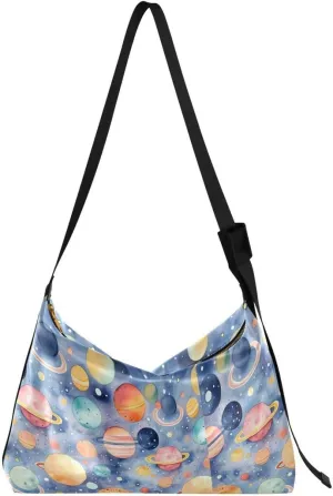 ALAZA Painting Solar System Planet Women's Leather Hobo Handbag Shoulder Bag Crossbody Casual Large Tote Bag Purse