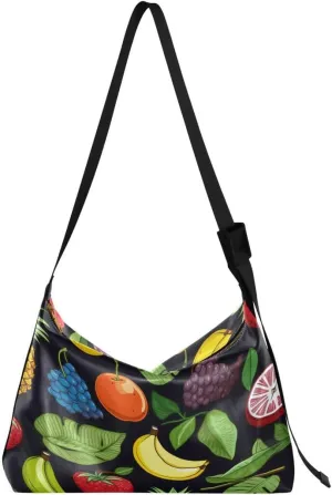 ALAZA Pineapple Lemon Strawberry Black Butterfly Women's Leather Hobo Handbag Shoulder Bag Crossbody Casual Large Tote Bag Purse
