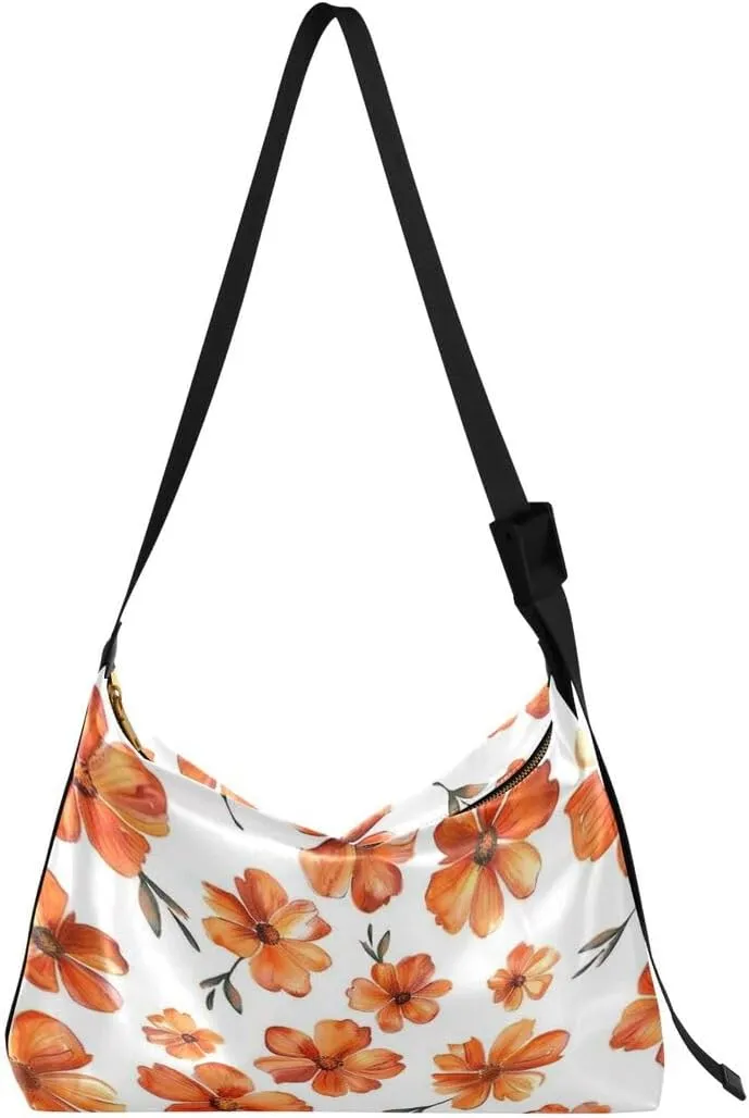 ALAZA Plumeria Flower Floral White Butterfly Women's Leather Hobo Handbag Shoulder Bag Crossbody Casual Large Tote Bag Purse