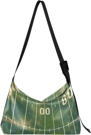 ALAZA Retro American Football Court Women's Leather Hobo Handbag Shoulder Bag Crossbody Casual Large Tote Bag Purse