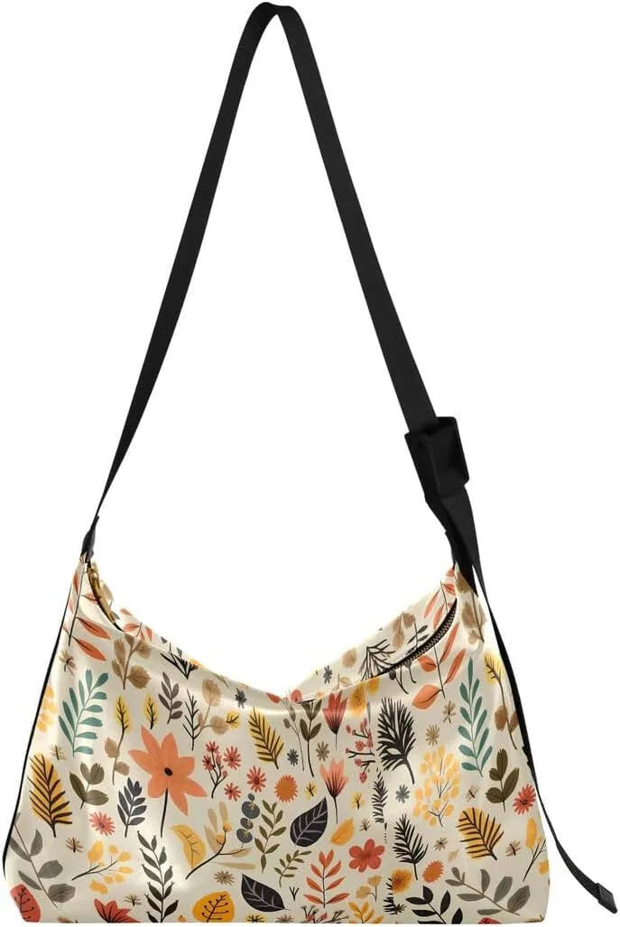 ALAZA Retro Blossom Leaf Women's Leather Hobo Handbag Shoulder Bag Crossbody Casual Large Tote Bag Purse