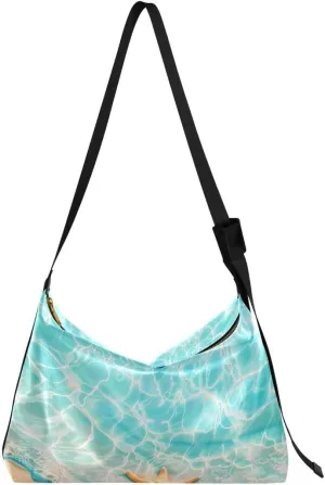 ALAZA Starfish Sea Wave Ocean Butterfly Women's Leather Hobo Handbag Shoulder Bag Crossbody Casual Large Tote Bag Purse