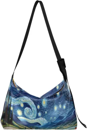 ALAZA Starry Night Landscape Mountain Women's Leather Hobo Handbag Shoulder Bag Crossbody Casual Large Tote Bag Purse