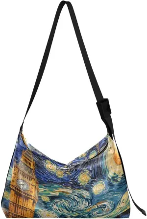ALAZA Starry Sky Big Ben Women's Leather Hobo Handbag Shoulder Bag Crossbody Casual Large Tote Bag Purse