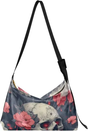 ALAZA Sugar Skull Flower Sylish Retro Women's Leather Hobo Handbag Shoulder Bag Crossbody Casual Large Tote Bag Purse