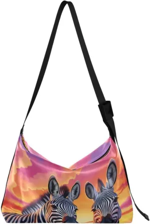 ALAZA Sunset Zebra Women's Leather Hobo Handbag Shoulder Bag Crossbody Casual Large Tote Bag Purse