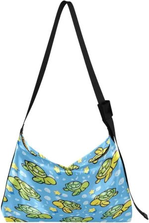 ALAZA Turtle Cartoon Blue Stylish Butterfly Women's Leather Hobo Handbag Shoulder Bag Crossbody Casual Large Tote Bag Purse