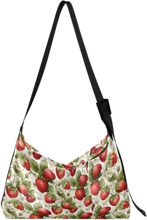 ALAZA Watercolor Blossom Fruit Strwberry Women's Leather Hobo Handbag Shoulder Bag Crossbody Casual Large Tote Bag Purse