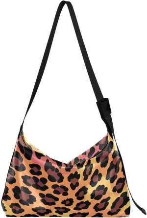 ALAZA Watercolor Leopard Animal Print Women's Leather Hobo Handbag Shoulder Bag Crossbody Casual Large Tote Bag Purse