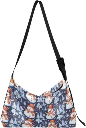 ALAZA Watercolor Snowflake Snow Pine Tree Women's Leather Hobo Handbag Shoulder Bag Crossbody Casual Large Tote Bag Purse