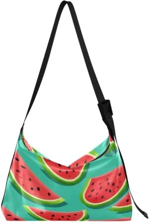 ALAZA Watermelon 3d Fruit Butterfly Women's Leather Hobo Handbag Shoulder Bag Crossbody Casual Large Tote Bag Purse