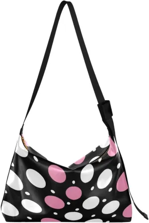 ALAZA White Polka Dot Women's Leather Hobo Handbag Shoulder Bag Crossbody Casual Large Tote Bag Purse