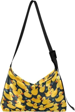 ALAZA Yellow Duck Dot Women's Leather Hobo Handbag Shoulder Bag Crossbody Casual Large Tote Bag Purse