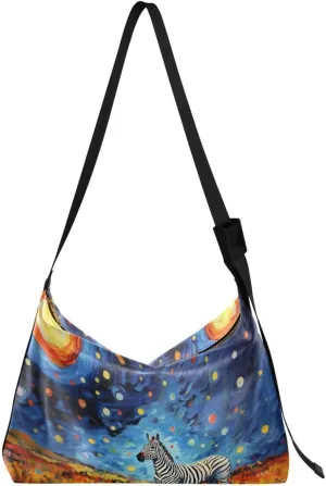ALAZA Zebra Starry Night Women's Leather Hobo Handbag Shoulder Bag Crossbody Casual Large Tote Bag Purse