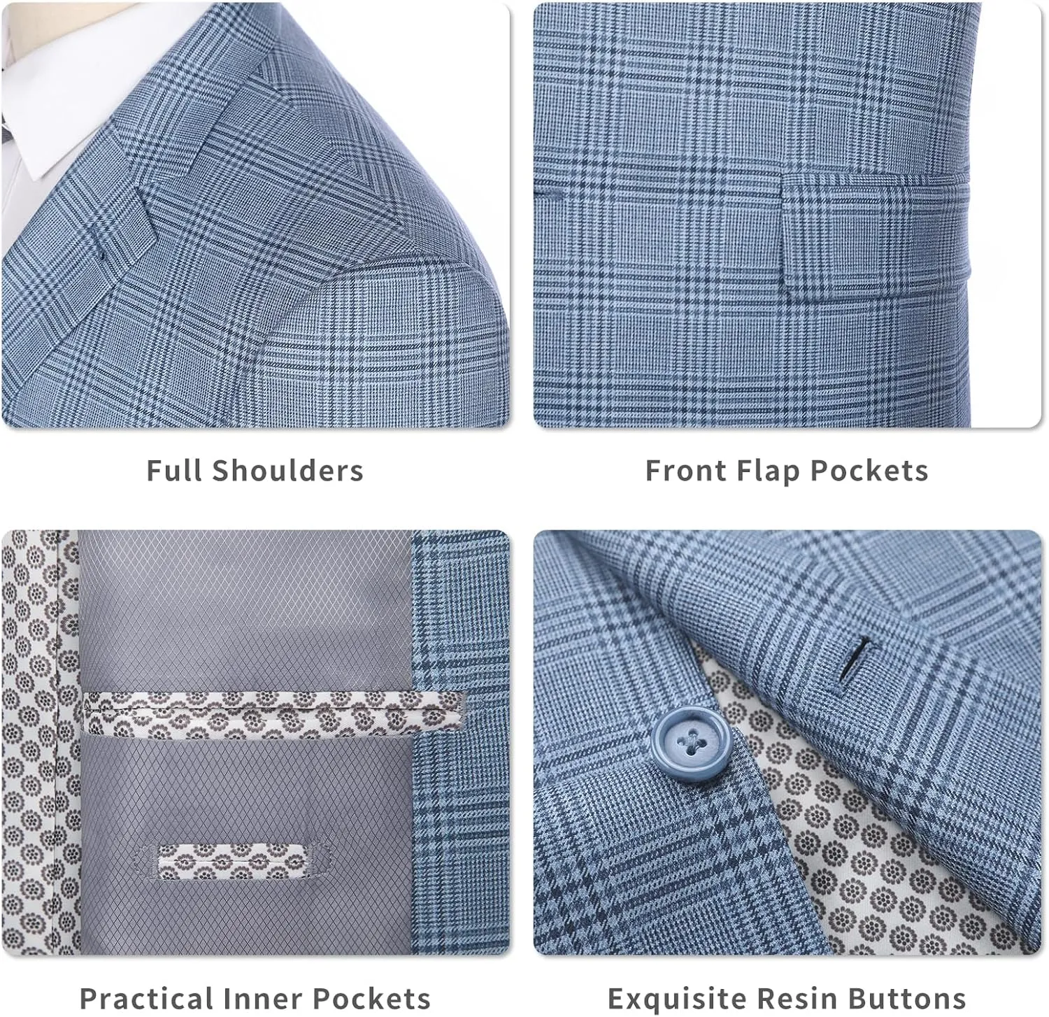 AMY ZHU Men's Sport Coat Stylish Classic Fit Casual Plaid Blazer 2 Button Lightweight Sports Jacket for Daily Wear
