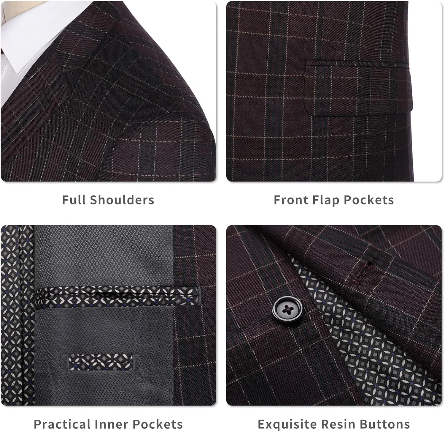 AMY ZHU Men's Sport Coat Stylish Classic Fit Casual Plaid Blazer 2 Button Lightweight Sports Jacket for Daily Wear