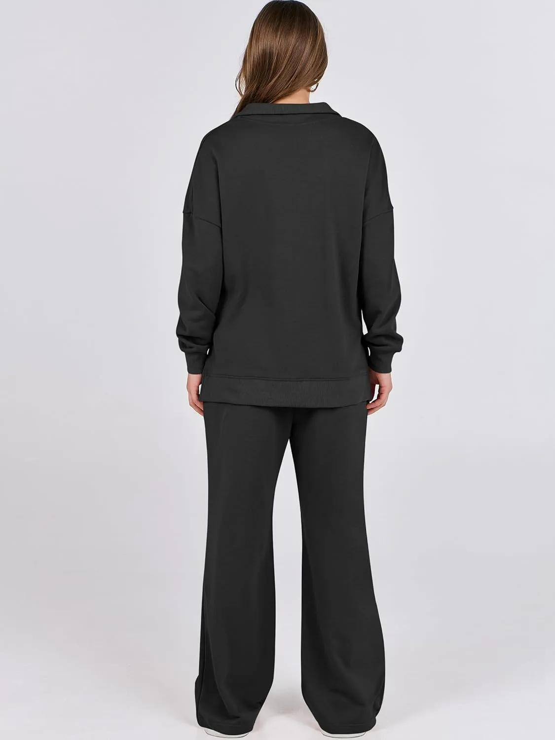 ANRABESS Women 2 Piece Outfits Lounge Sets Oversized Sweatshirt Wide Leg Pants 2025 Fall Casual Sweatsuits Travel Clothes Set
