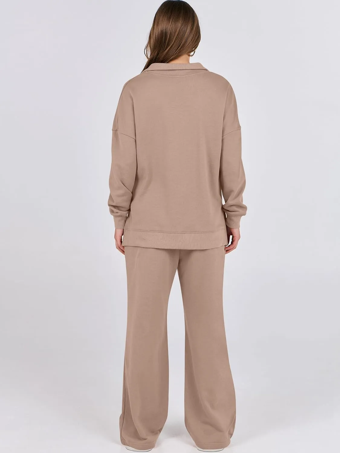 ANRABESS Women 2 Piece Outfits Lounge Sets Oversized Sweatshirt Wide Leg Pants 2025 Fall Casual Sweatsuits Travel Clothes Set