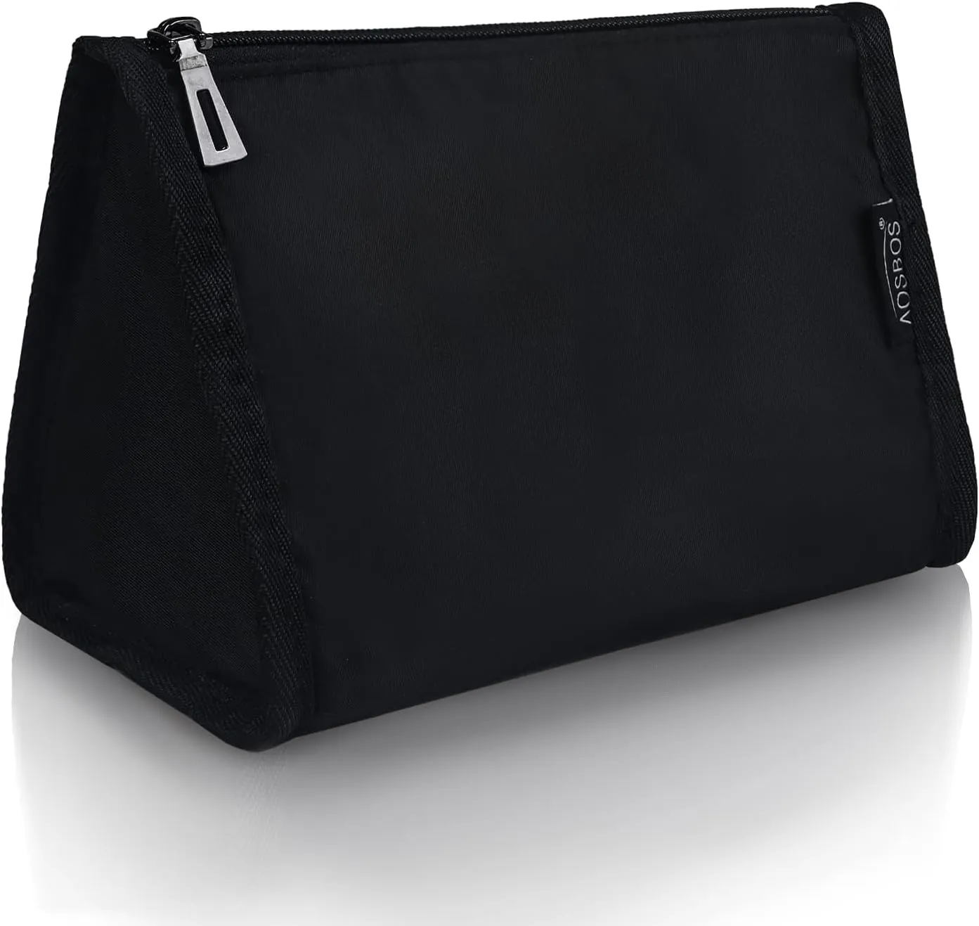 Aosbos Premium Small Makeup Bag, Compact Cosmetic Pouch, Travel-Size Make UP Case for Women, Black