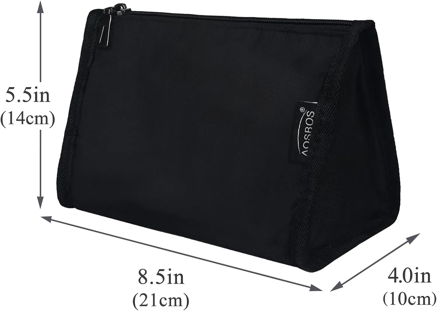 Aosbos Premium Small Makeup Bag, Compact Cosmetic Pouch, Travel-Size Make UP Case for Women, Black