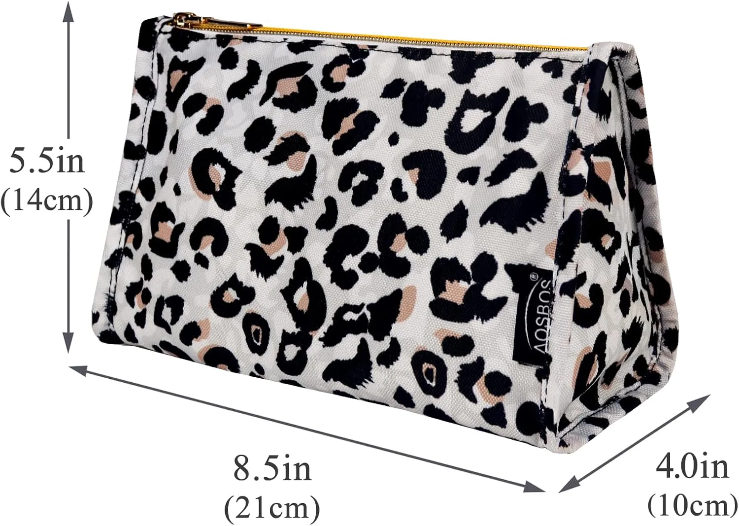 Aosbos Premium Small Makeup Bag, Compact Cosmetic Pouch, Travel-Size Make UP Case for Women, Leopard