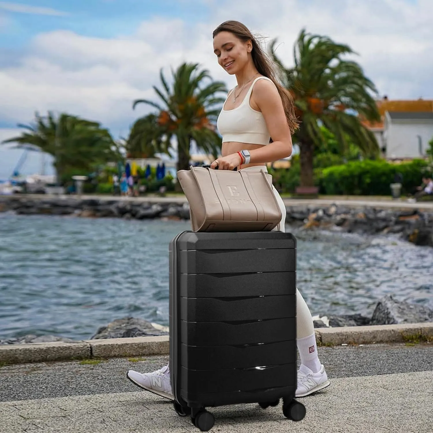 Art3d 20-Inch Lightweight Carry-On Suitcase - Durable PP Material, Compact Hardside Luggage for Travel, Fits Overhead Compartments