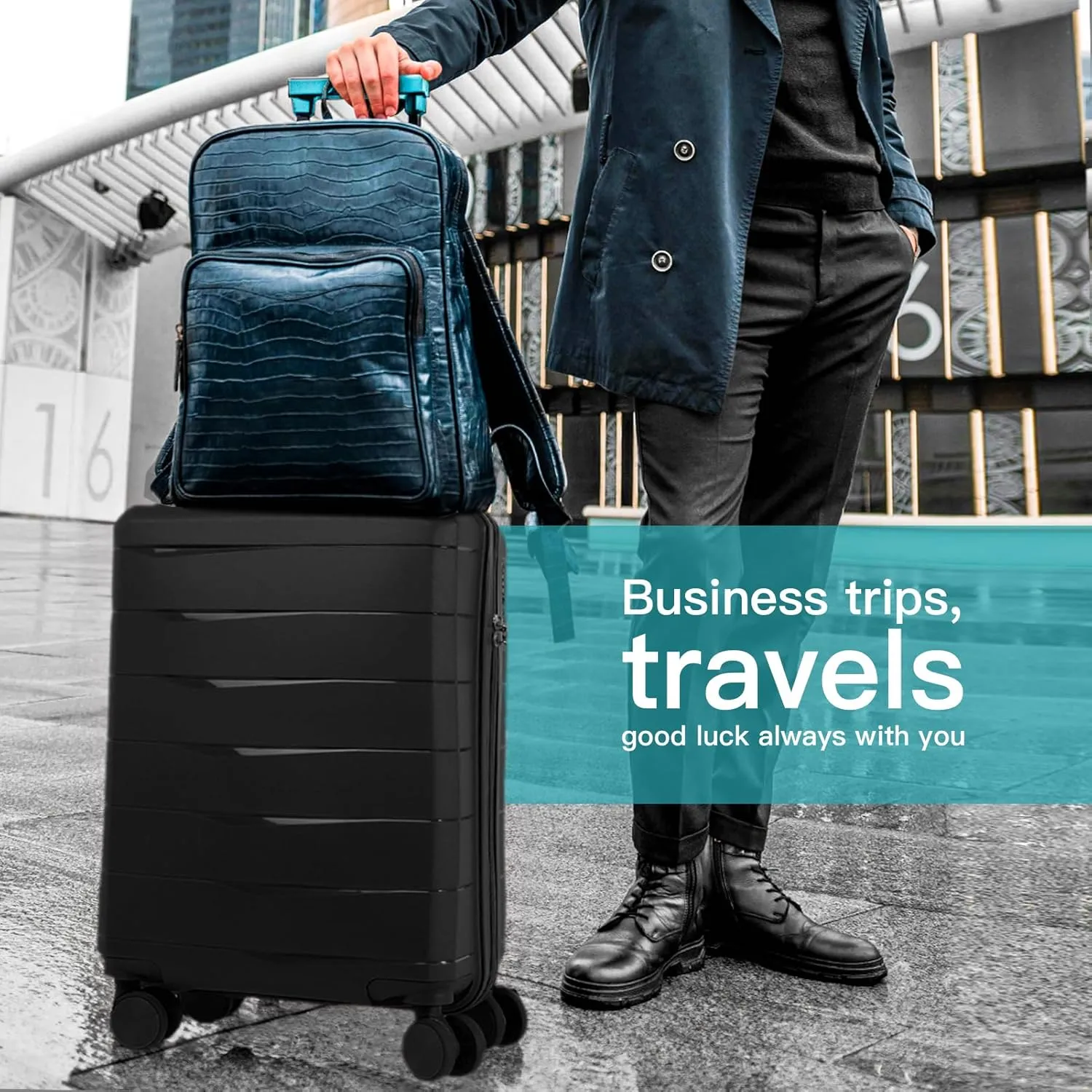 Art3d 20-Inch Lightweight Carry-On Suitcase - Durable PP Material, Compact Hardside Luggage for Travel, Fits Overhead Compartments