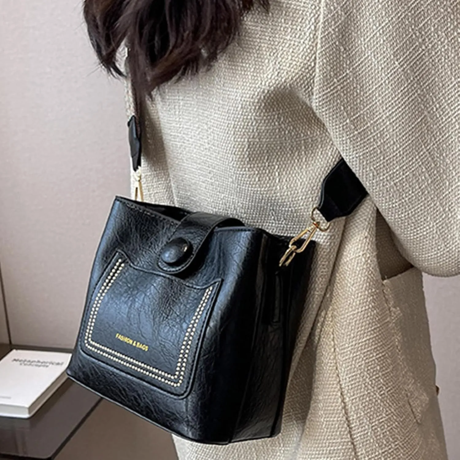 Atmneris Ladies Crossbody Purse Stylish Leather Shoulder Bags Vintage Removable Strap Tote Handbag Satchel Bag