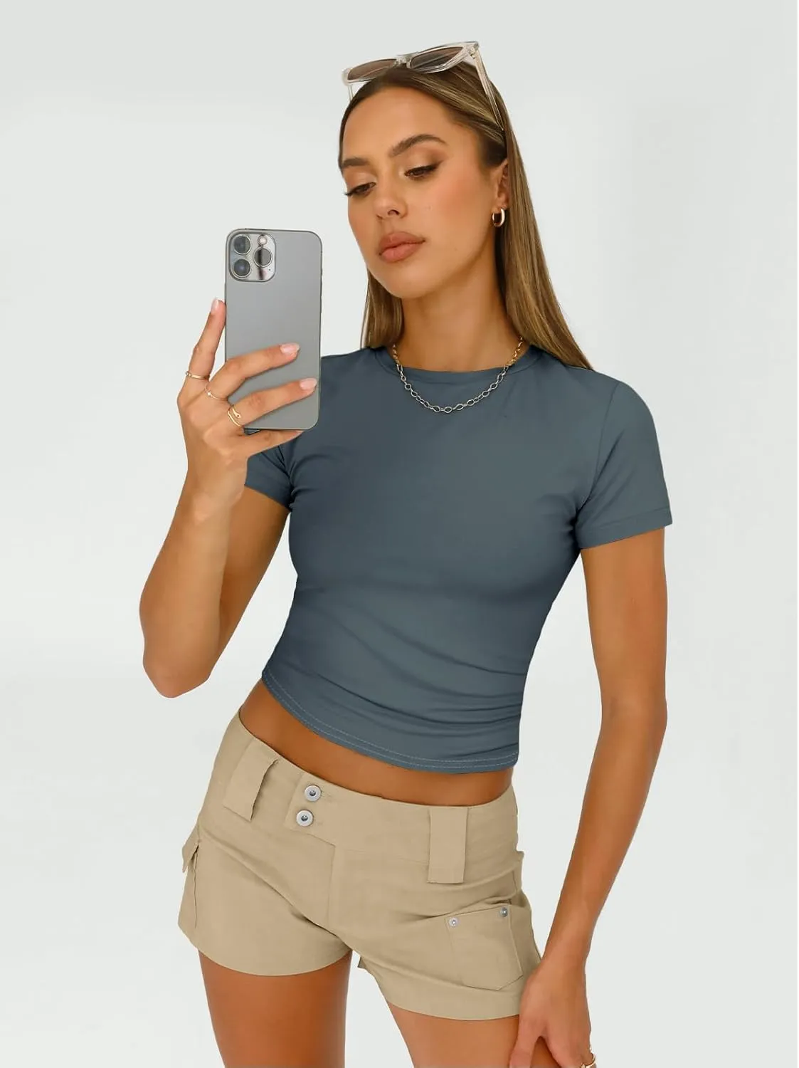 AUTOMET Womens 3 Piece Short Sleeve Shirts Basic Going Out Slim Fitted Crop Tops 2025 Summer Y2k Clothes