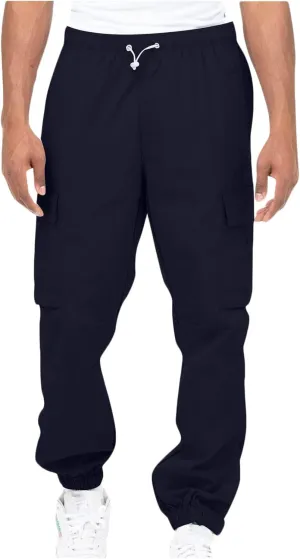 Aymnlox Cargo Pants for Men Baggy Big and Tall Linen Drawstring Sweatpants Casual Hiking Jogger Athletic Straight Pant Pocket