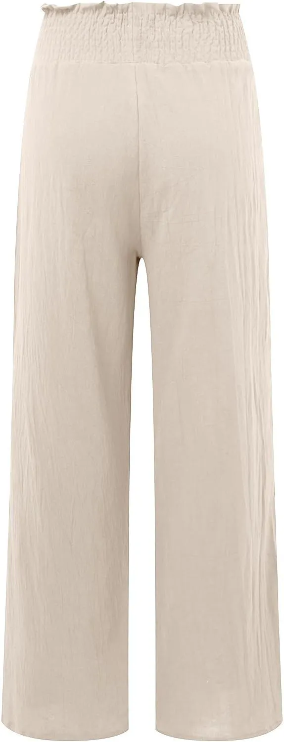 Barrel Pants for Women Winter Comfortable Yoga Palazzo with Pockets Fleece Lined Straight Leg