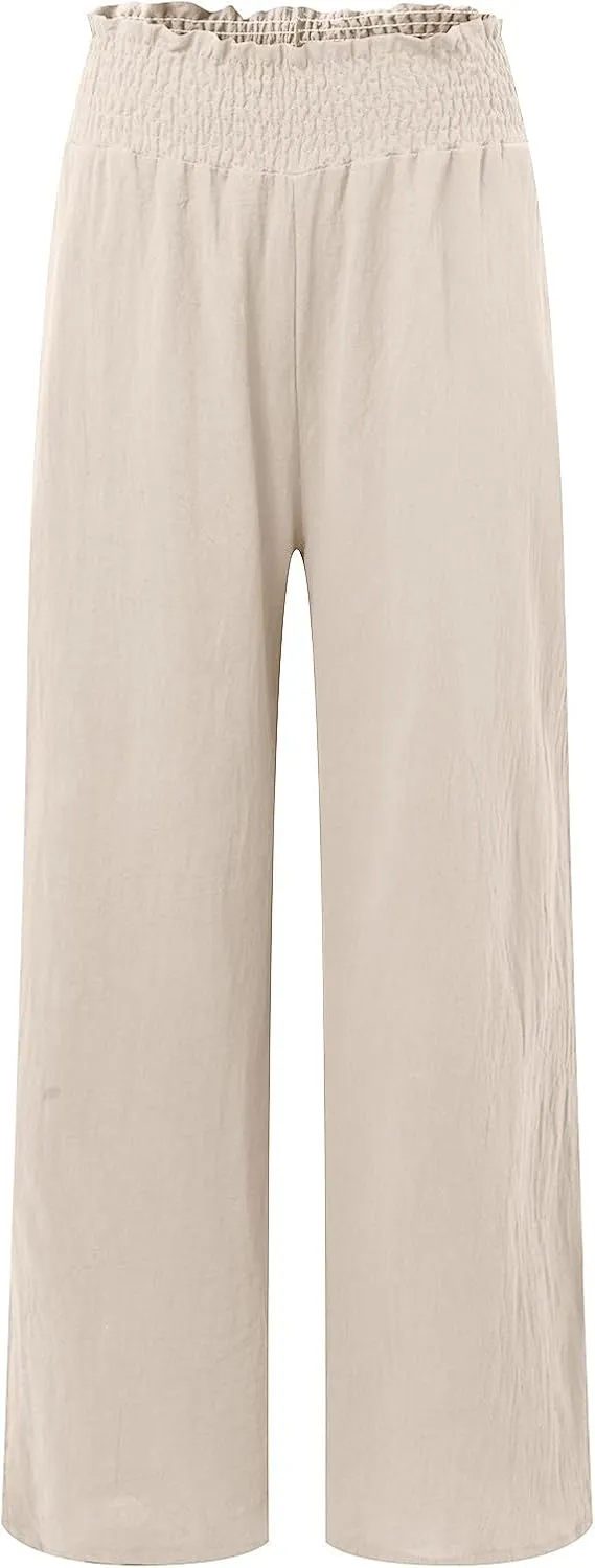Barrel Pants for Women Winter Comfortable Yoga Palazzo with Pockets Fleece Lined Straight Leg