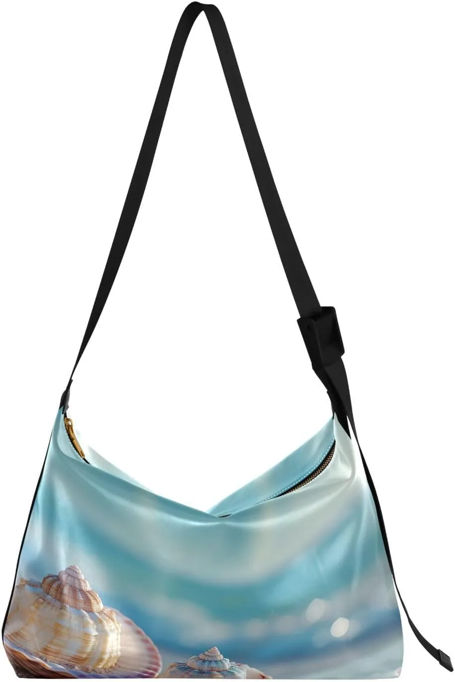 Beautiful Beaches Shoulder Bag for Women Waterproof PU Leather Hobo Bags Crossbody Purse with Zipper Closure
