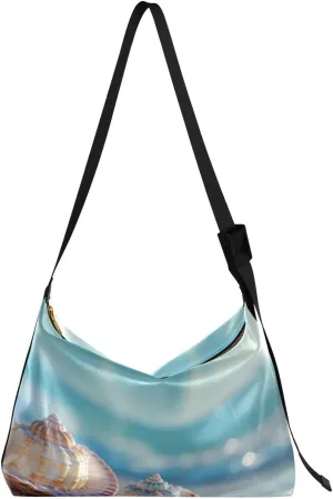 Beautiful Beaches Shoulder Bag for Women Waterproof PU Leather Hobo Bags Crossbody Purse with Zipper Closure