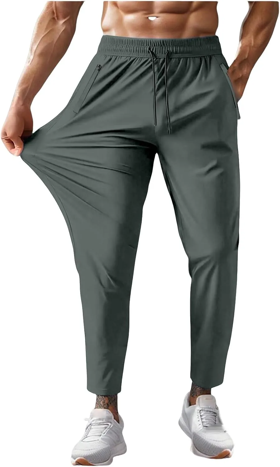 Beeswan Pants Mens Stretch Active Ice Silk Trousers Elastic Athletic Pants Drawstring Lounge Jogging Pant with Pocket