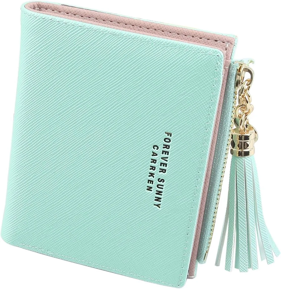 Belsmi Women's Small Compact Slim Leather Mini Wallet RFID Blocking Lady Purse Zipper Pocket Card Organizer Bifold Wallets (Green)
