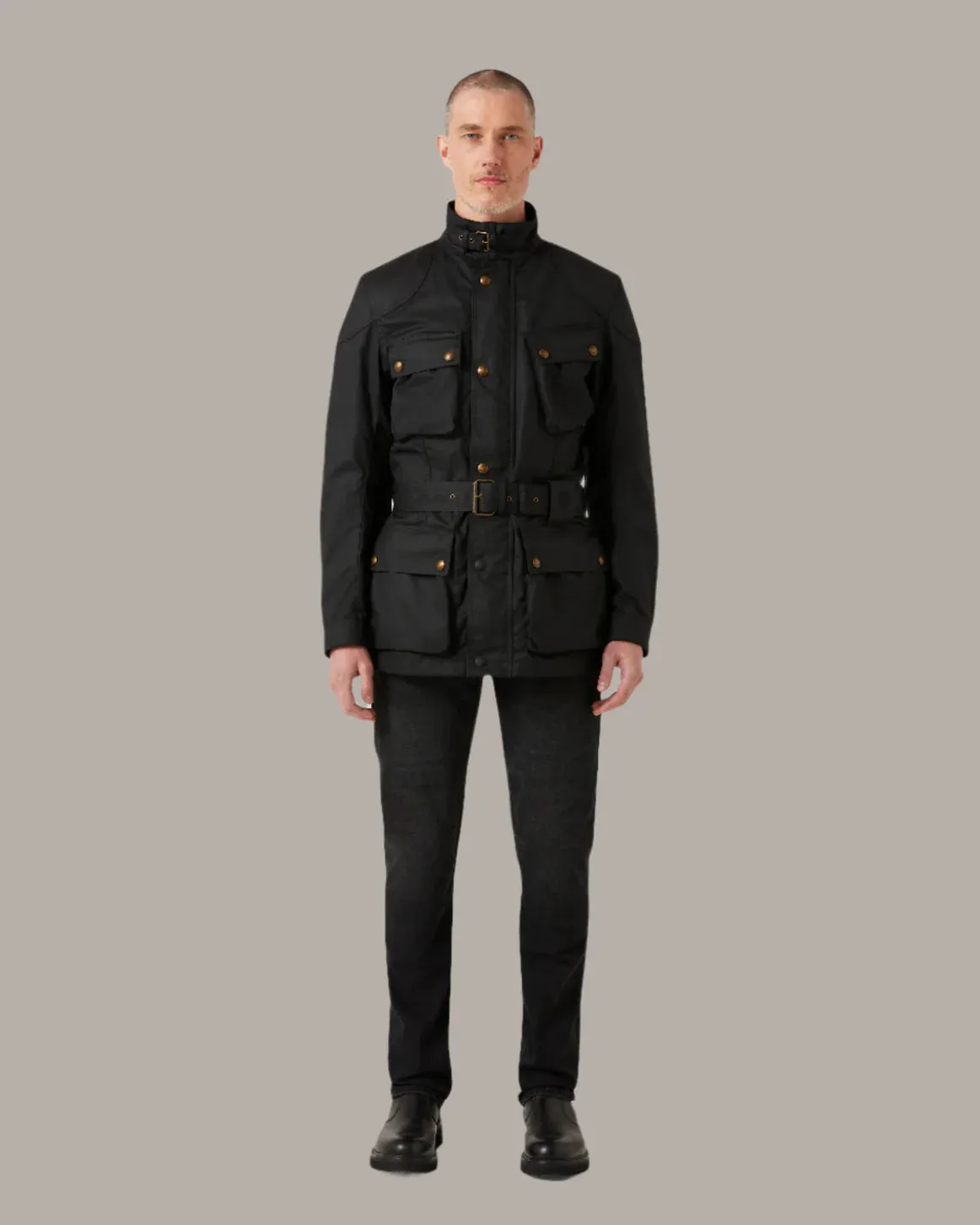 Belstaff Trialmaster Men's Waxed Cotton Jacket Ultracore 8oz - Black