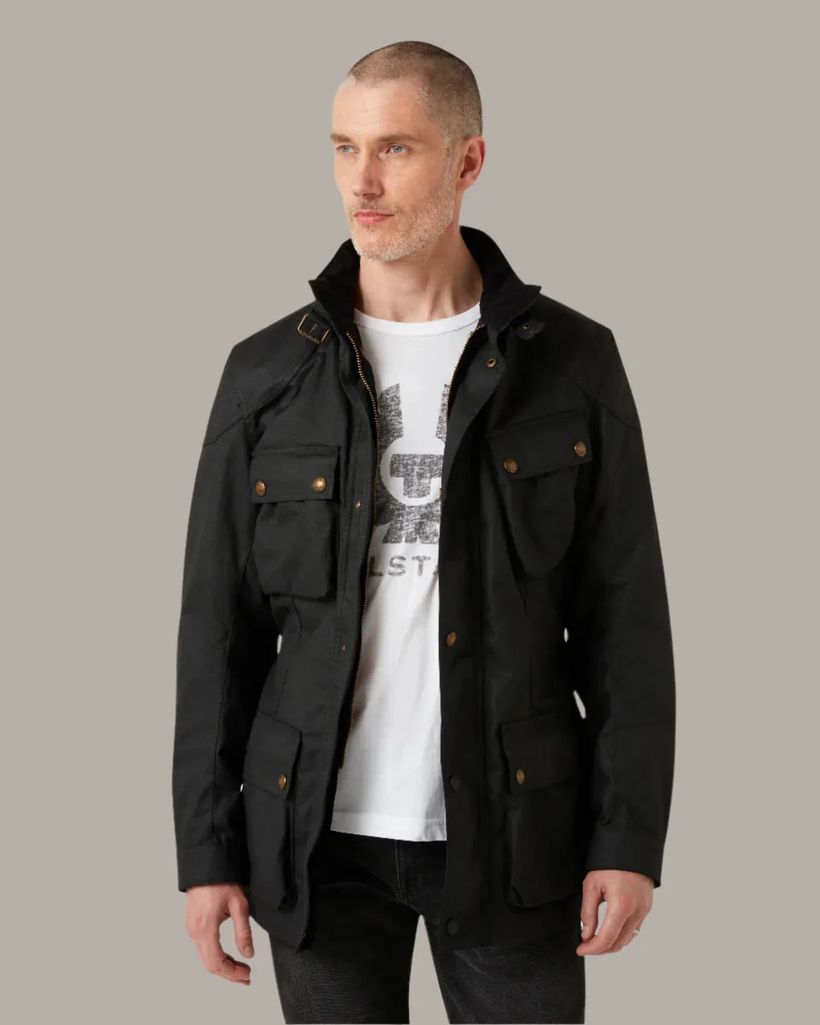 Belstaff Trialmaster Men's Waxed Cotton Jacket Ultracore 8oz - Black