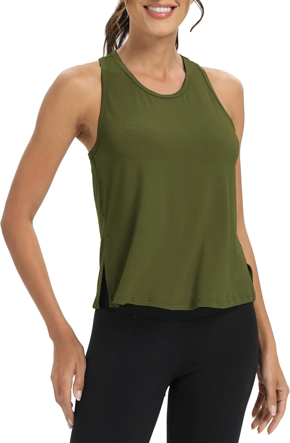 Bestisun Women Split Side Athletic Workout Tank Tops Racerback Yoga Shirts for Women
