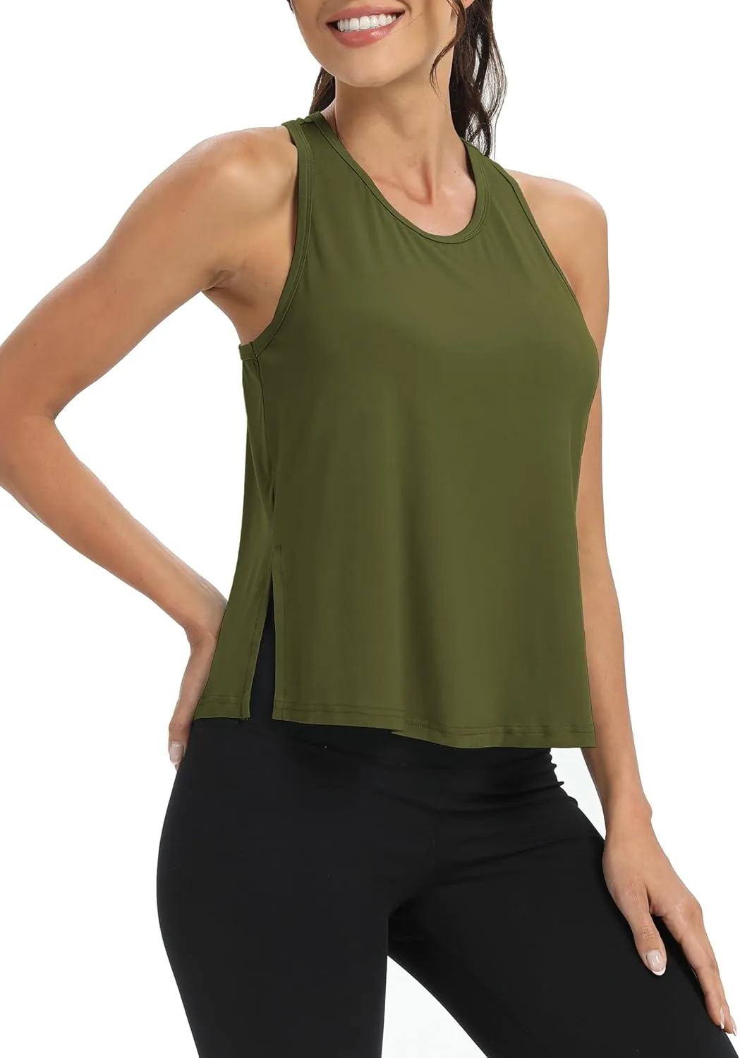Bestisun Women Split Side Athletic Workout Tank Tops Racerback Yoga Shirts for Women