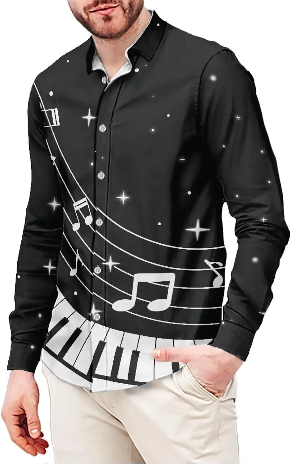 Biyejit Men's Long Sleeve Dress Shirts Wrinkle-Free Casual Button Down Shirt Plus Size XS-6XL