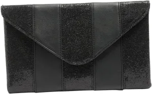 Black Sequin Envelope Clutch Purse for Women Stylish Handbag with Capacity for Evening Parties Weddings and Special Occasions