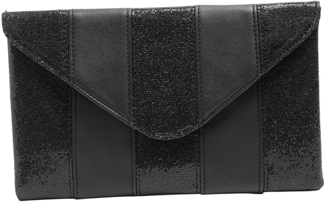 Black Sequin Envelope Clutch Purse for Women Stylish Handbag with Capacity for Evening Parties Weddings and Special Occasions