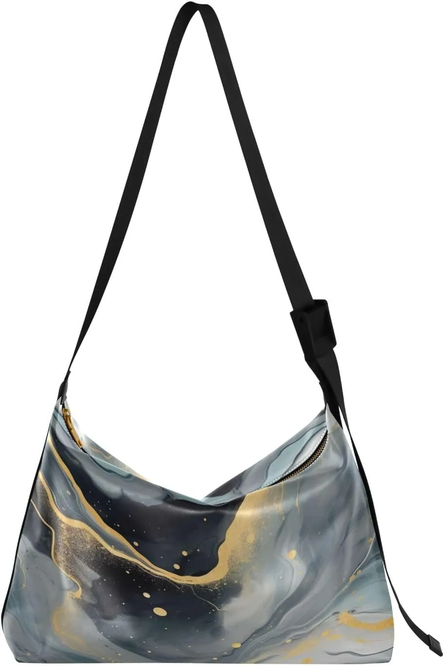 Blue Butterfly with a Starry Leather Man Sling Bag, Crossbody Large Leather Bag, Hobo Crossbody Bag