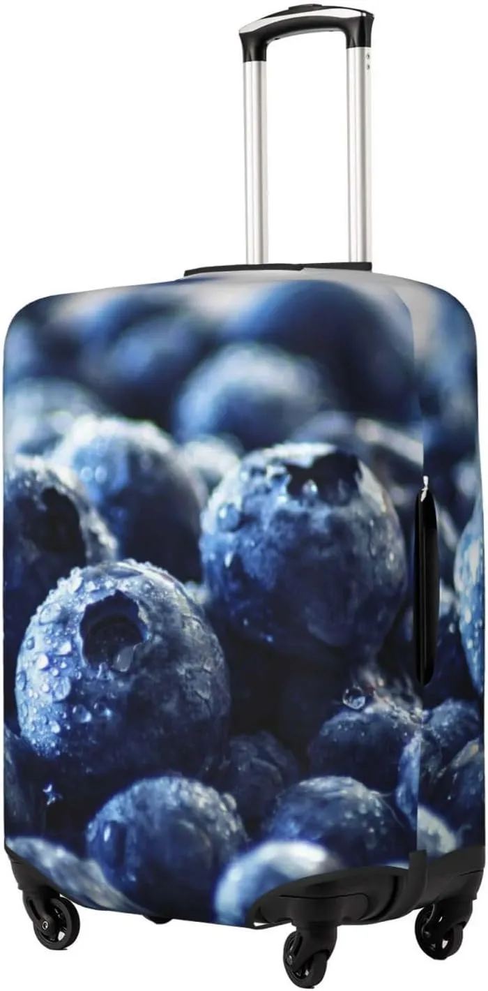 Blueberry Luggage Cover TSA Approved Stylish Dust and Scratch Resistant Luggage Case Protector Washable Elasticated Luggage Covers for Kids and Adults
